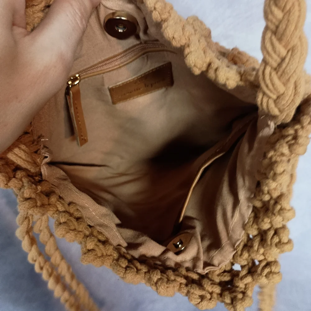 Nanette Lepore Golden Macrame Crochet Crossbody Bag - Picture 6 of 7